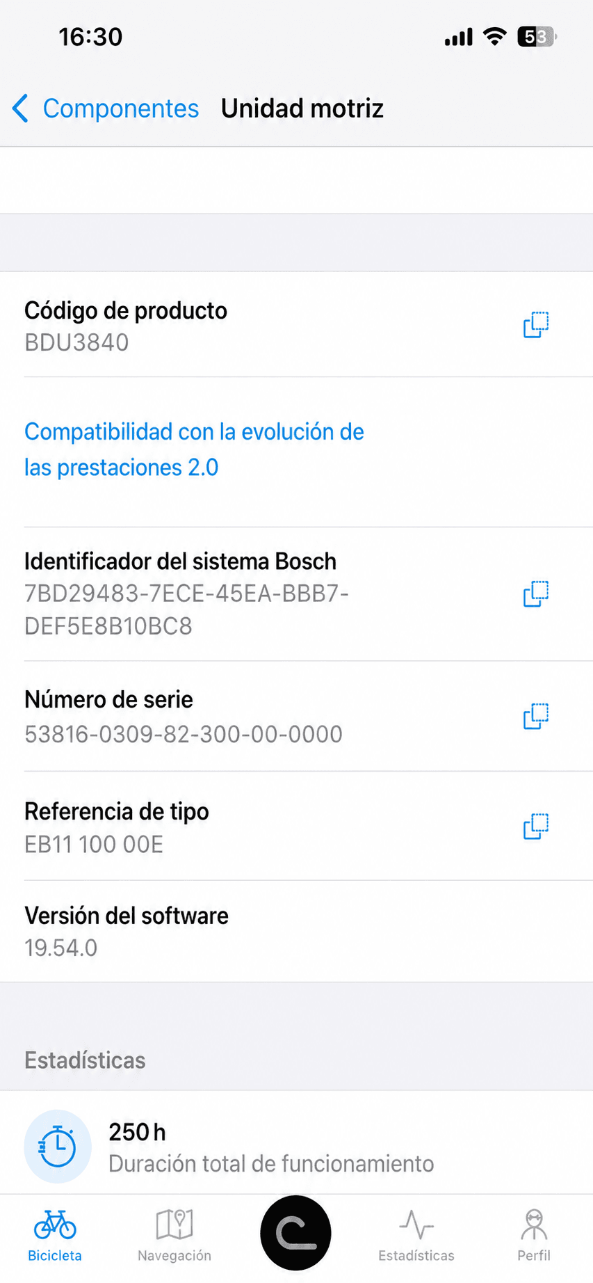 Dónde encontrar el código de producto en la aplicación Bosch