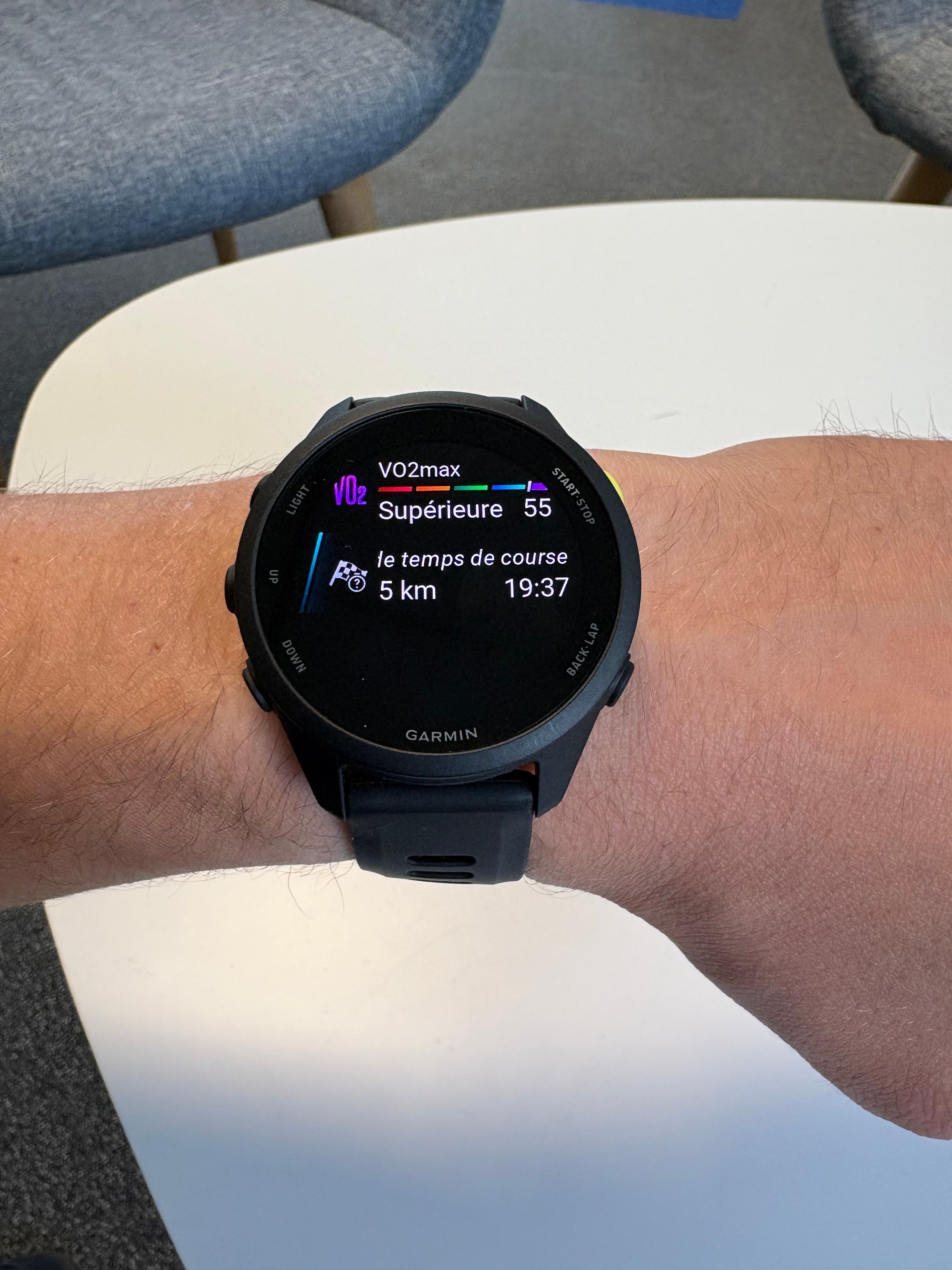 Prévision du temps de course lors de mon test de la forerunner 70