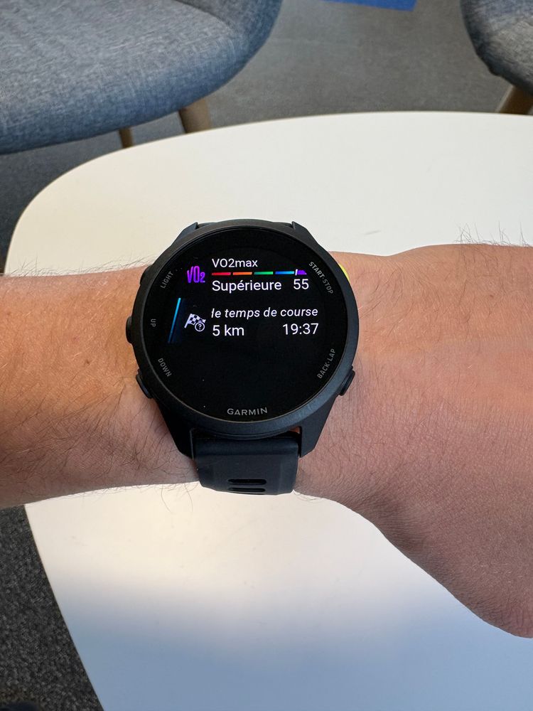 Prévision du temps de course lors de mon test de la forerunner 70